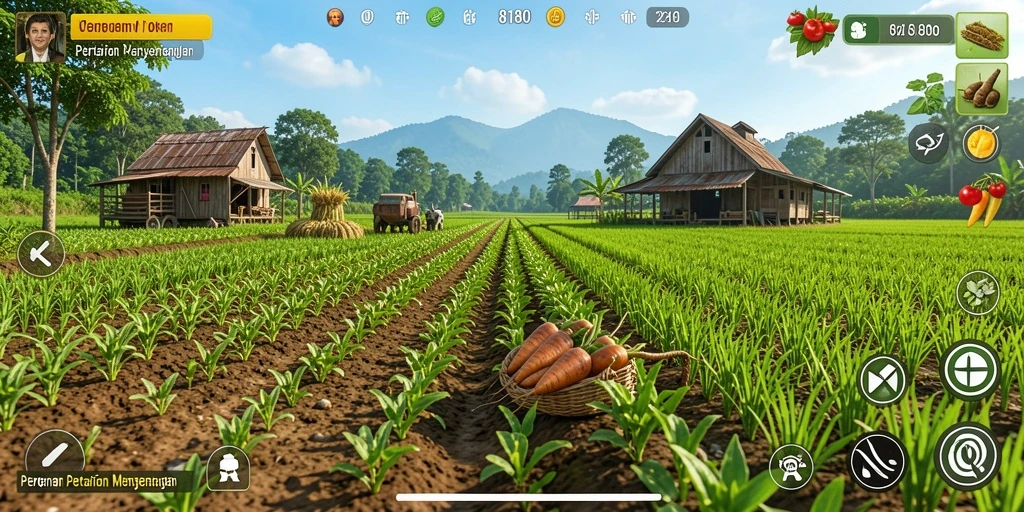 Tampilan gameplay yang menarik dan interaktif dari pertanian.