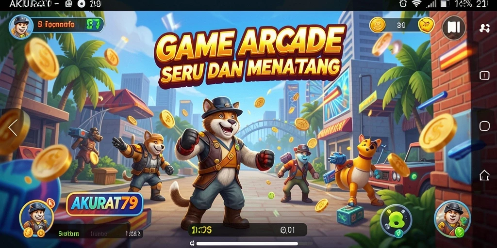 Screenshot gameplay AKURAT79 menampilkan aksi seru di dalam level yang penuh warna.