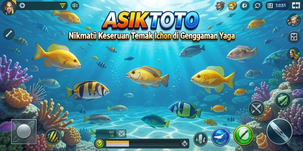 Tampilan gameplay seru dalam ASIKTOTO saat menangkap ikan.
