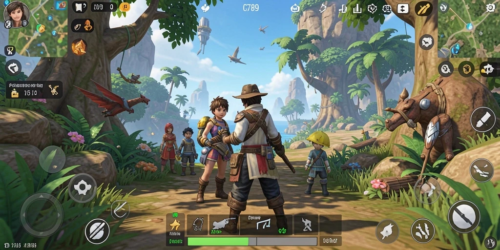 Screenshot gameplay C789 menunjukkan dunia yang luas dan beragam.