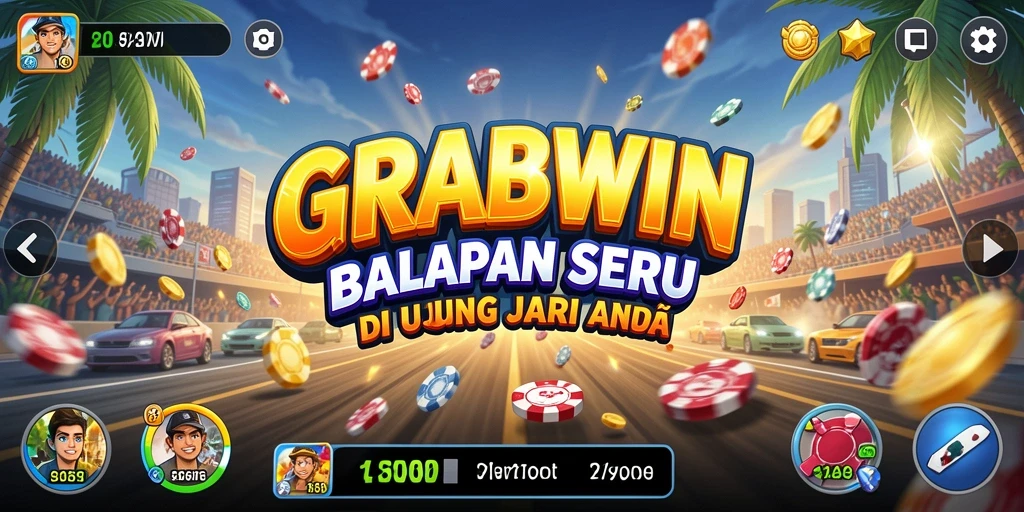 Tampilan menarik dari gameplay GRABWIN yang penuh aksi balapan.