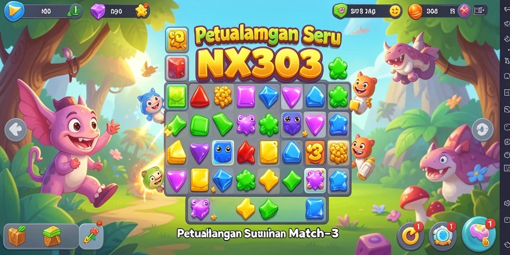 Screenshot NX303 menunjukkan gameplay Match-3 yang mengasyikkan.