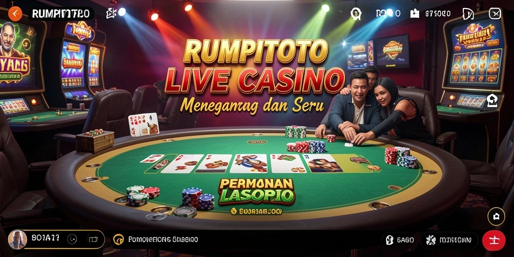 Screenshot gameplay RUMPITOTO yang menunjukkan dealer dan pemain berinteraksi.