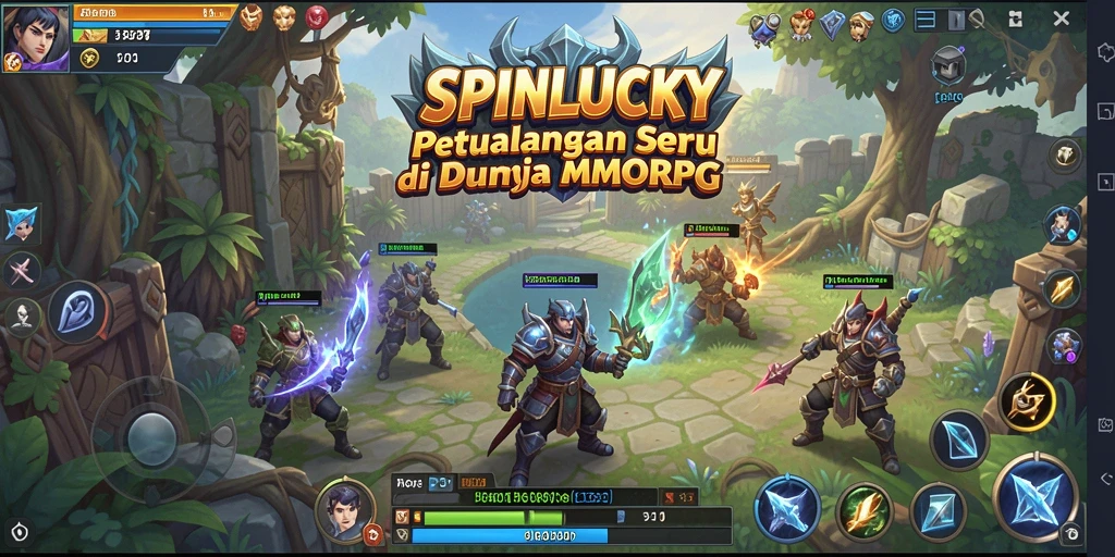 Tampilan seru gameplay SPINLUCKY yang penuh aksi MMORPG.