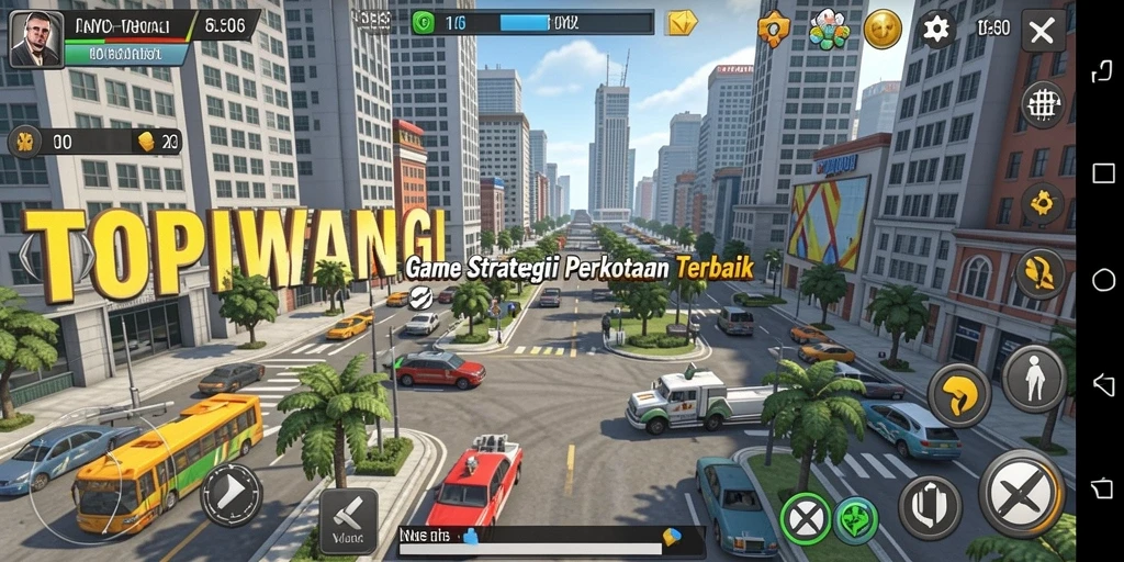 Tampilan gameplay menarik dari TOPIWANGI yang menunjukkan pengelolaan kota.